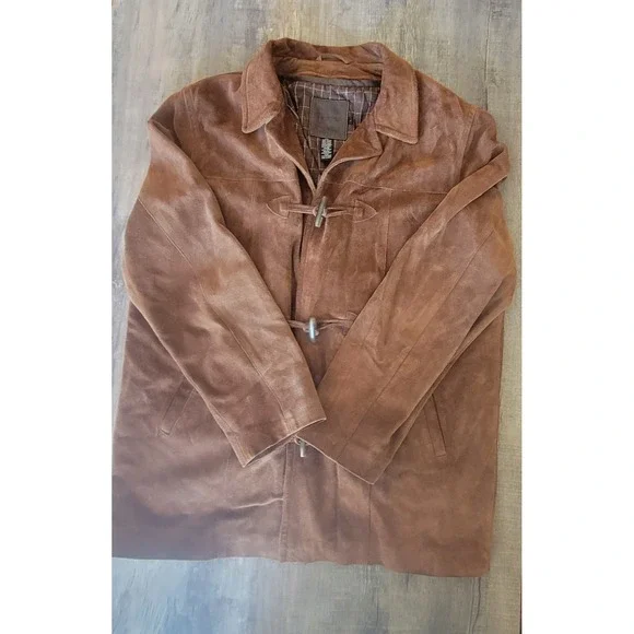 J.Crew Men's Large Brown 100%‎ Leather Suede Coat Zipper Lining Jacket EUC - Picture 14 of 16